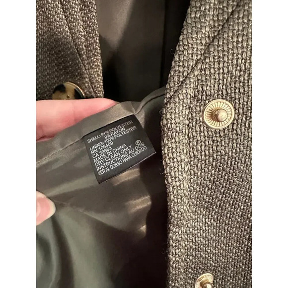 Tahari Arthur S Levine Womens Blazer Jacket Olive Green Three Button Textured - Picture 5 of 16
